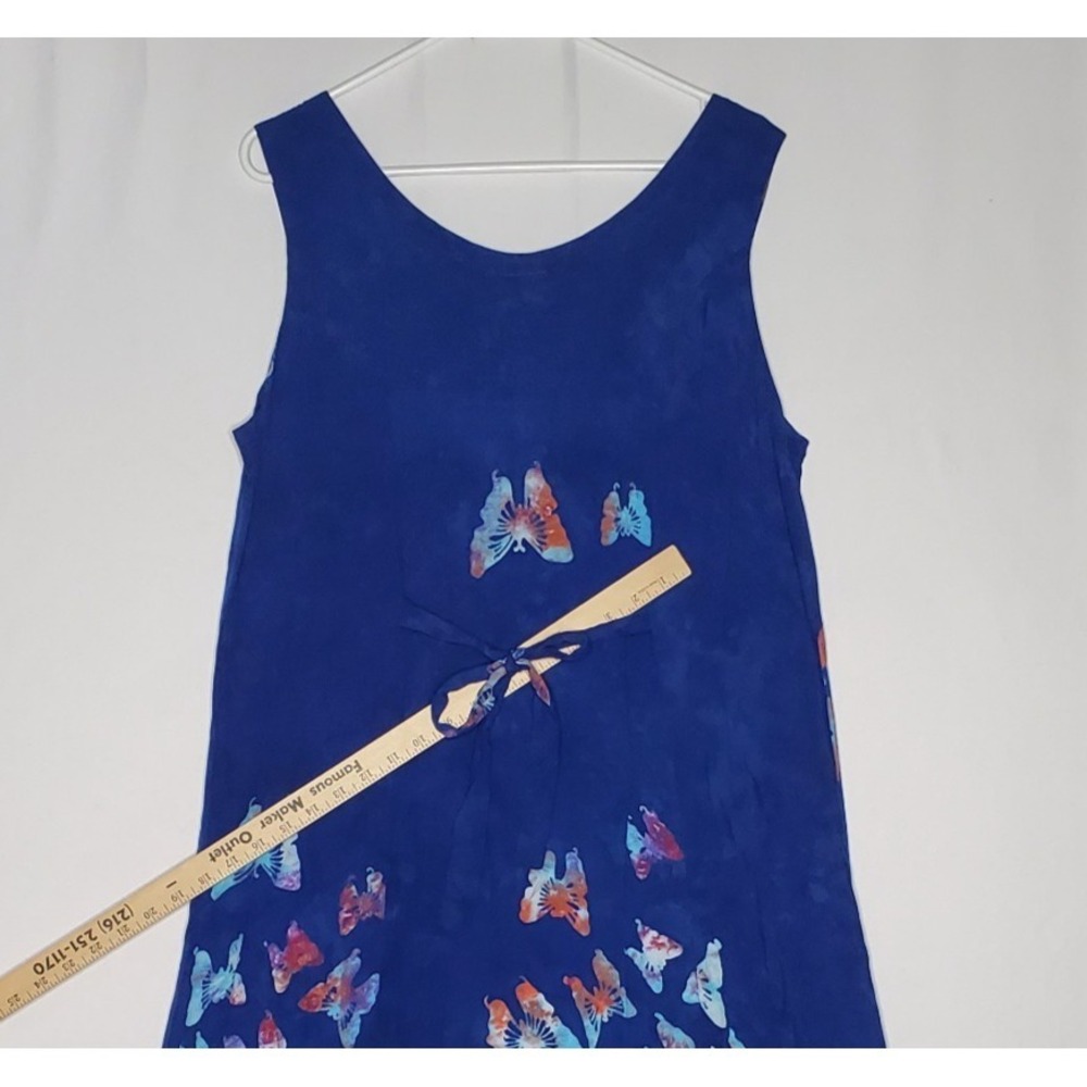 Jon Wenger Vtg Hawaiian Full Button Midi Dress L/XL Butterfly Fairy Hippie Beach - Picture 6 of 9